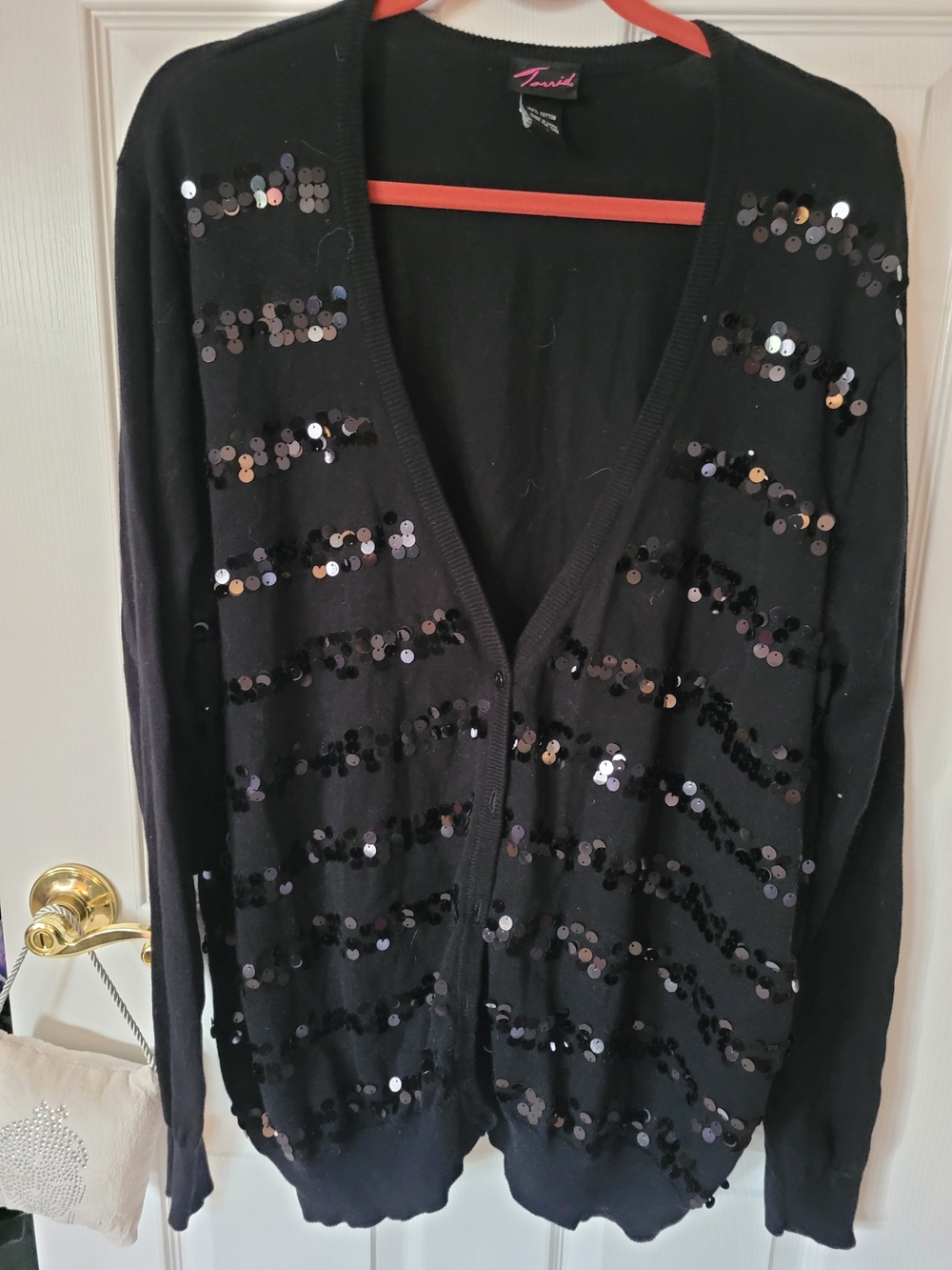 torrid Black Sequin V-Neck Cardigan